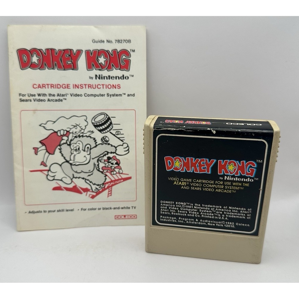 Donkey Kong by Nintendo (ATARI 2600 1982) Game Cartridge w/ Manual